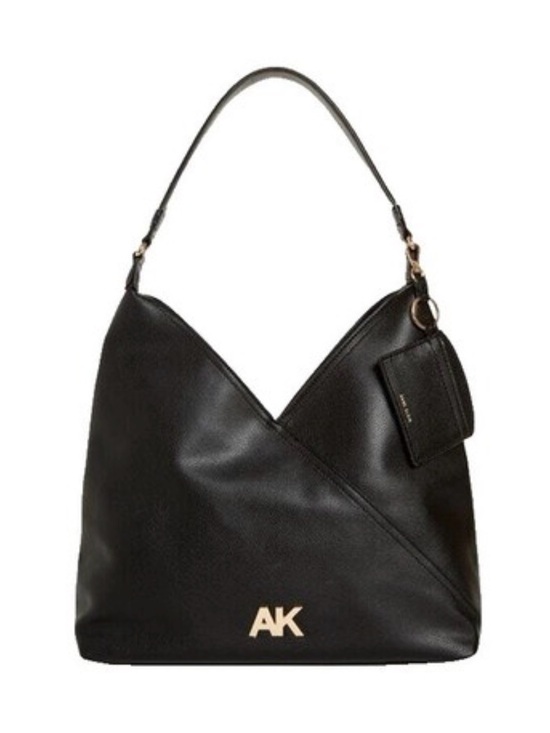Anne Klein Handbags - Anne Klein Black Leather Slouch Shoulder Bag with Gold AK Logo